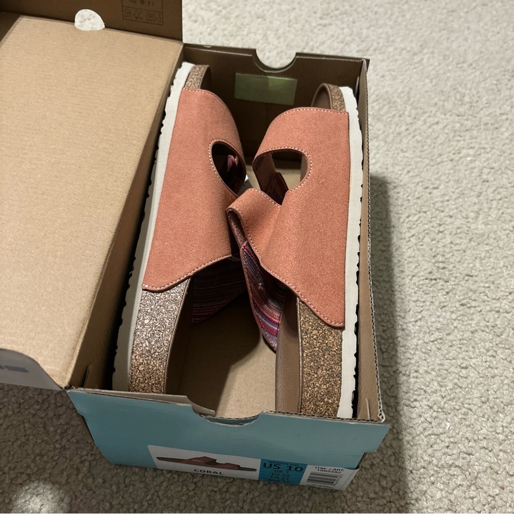 NEW SKECHERS CORAL FOOTBED CORK SANDALS RELAXED FIT  LUXEFOAM 1662282 WOMENS 10 - Picture 3 of 9